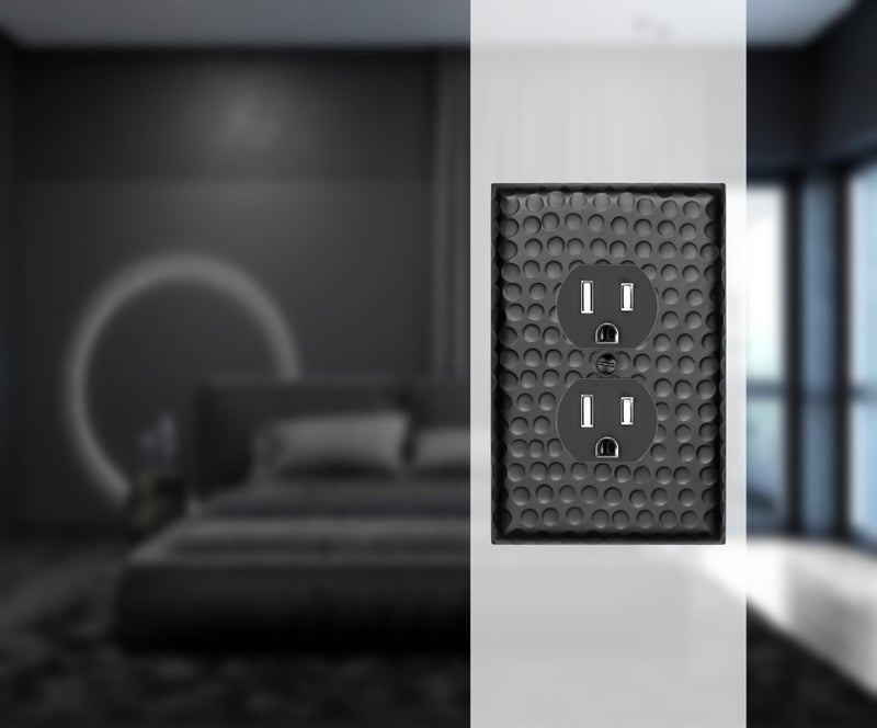 Monarch Abode Duplex Outlet Cover Plate â€“ 1-Gang Matte Black Plug Wall Plates, Electrical Outlet Cover Plates, Electric Outlets Covers, Hand Hammered Decorative Outlets Covers Wall Plate, Pack of 2 - Image 2